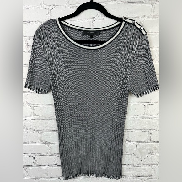 ST. JOHN KNIT PULLOVER STRIPED SWEATER SIZE (M) - Picture 3 of 12